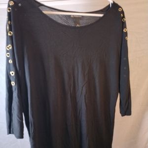 INC International Concepts Mid Brass Riveted Mid Sleeve Sweater Gray Size Medium